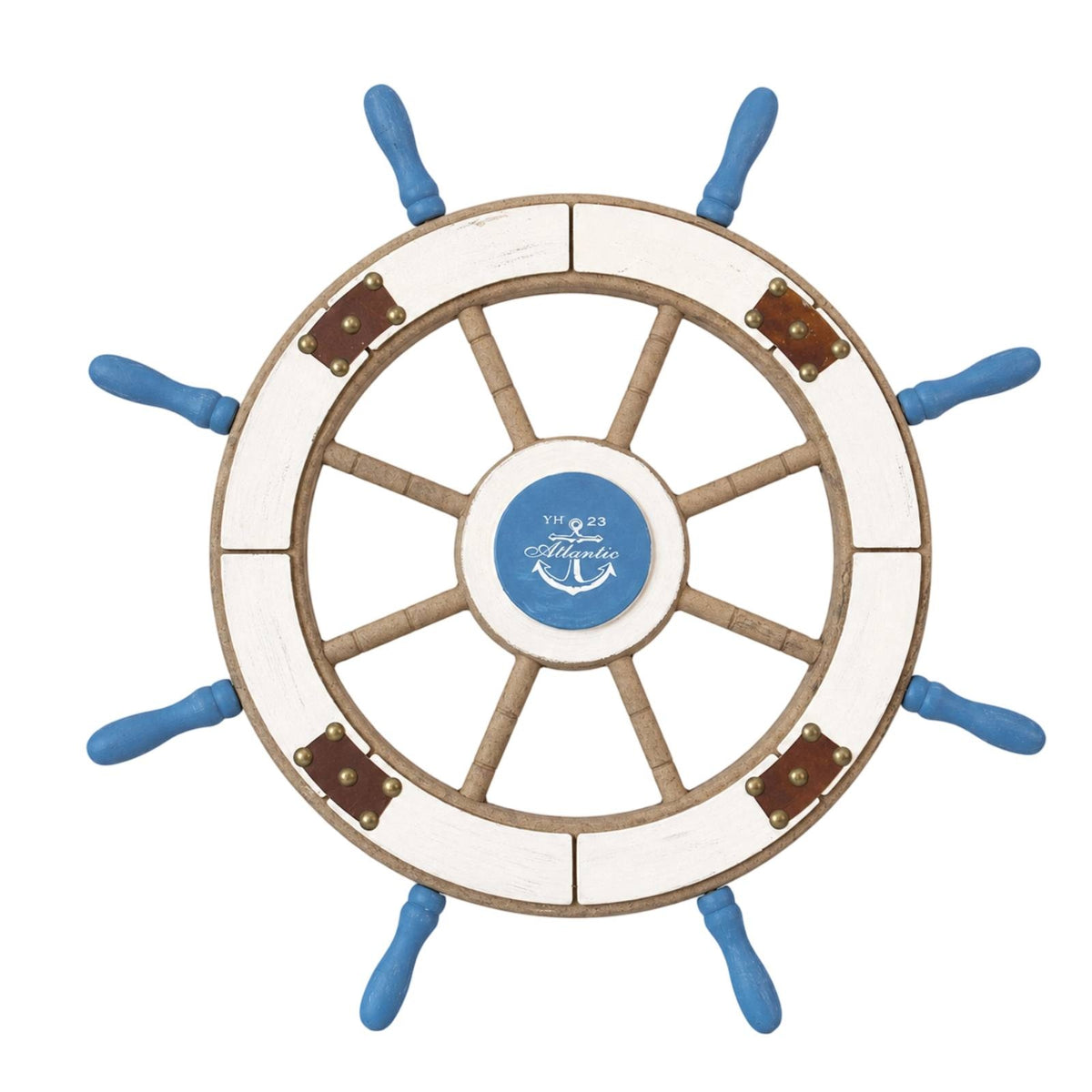 Ship Wheel with Rope Distressed Ship Wheel Rustic for Entryway, Cafe