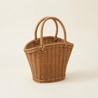Flower Basket with Bow Natural Gift Basket with Handle Rustic Elegant for Florists, Weddings, Picnics