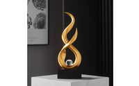 Modern Art Table Decoration Artistic Design Abstract Sculpture Gold Figurine with Glass Sphere Great Gift Suggestion for Men