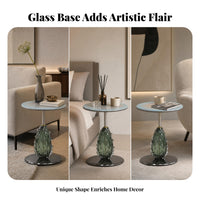 Glass Side Circular Table topsShaped Glass Table Textured for Living Room