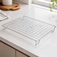 Cake Cooler For Confectionery Fried Food Oil Draining Foldable Cooling Rack Silver