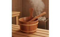 Traditional Design 4L Sauna Pail Sturdy Sauna Pail and Ladle Set Natural Wood Grain Red Cedar Ladle Set Fragrant for Steam Room