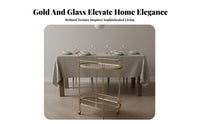 Light Luxury Design Nordic Design Tea Cart Easy to Move Rolling Bar Cart Locking Casters 2-Tier Glass Serving Trolley for Entertainers, Apartment Dwellers Enthusiasts, Dining Room, Restaurant, Kitchen, Party