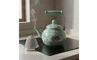 Enamel Tea Kettle Induction & Gas Cooktop Compatible Vintage Enamel Kettle Vintage Design Teapot Hand-Painted Craft Floral