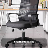 Height Adjustable Mesh Back Swivel Chair Effortless Rolling Casters Office Furniture Ergonomic Design Seating Solution Padded Seat Cushion for Students, Gamers, Conference Room, Bedroom, Gaming Setup