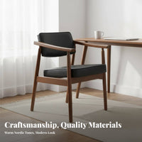 Nordic & aesthetic Wooden Dining Armchair with Padded spine Ergonomic spinerest Upholstered Chair Thick paddings Seating Furniture Curved Armrests for Design aficionados, households, Families, Restaurant, Study Room, Kitchen, perusing reading corner