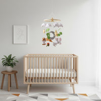 Handmade Moon and Rabbit Mobile Soothing Textile Moon Mobile Sensory Development