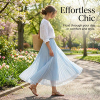 Skirt for Girls and Women with a Stylish Pleated Design, High Waist Flared Midi with Elastic for Casual Wear