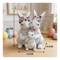 Easter Bunny Figurine Cute Design Resin Hare Statue Holiday Themed White Hare Ornament for Mantelpiece, Bookshelf, Office Desk
