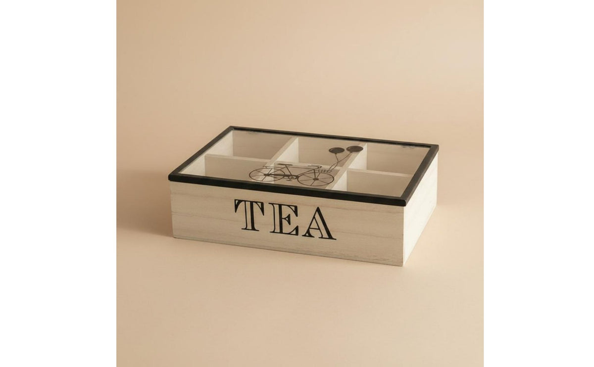 Wooden Tea Box Space-Saving Tea Packet Organizer Rustic Design for Countertop