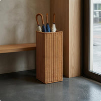 Moisture-Collecting Tray Square Umbrella Stand Iron Frame Rattan Umbrella Stand