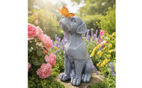 Dog Statue with Solar Light -Look Garden Statue with Solar Lantern Energy-Efficient Dog Figurine