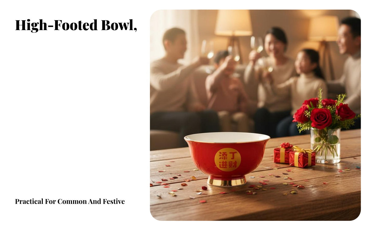 Ceramic Bowl, Red Blessing Tableware, Housewarming, Festive Gift, Decoration
