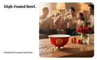 Ceramic Bowl, Red Blessing Tableware, Housewarming, Festive Gift, Decoration