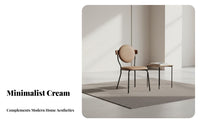 Designer Aesthetic Round Back Chair Minimalist Design Indoor Furniture Curved Backrest Upholstered Seat Soft Cushion for Interior Designers, Restaurant Owners, Dining Room, Showroom, Kitchen, Lounge