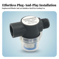 Water Pump Strainer Easy to Clean Boat Water Pump Pre-Strainer 50 Mesh Pipe Strainer Transparent Bowl Plumbing Fitting