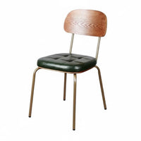 Nordic Design Upholstered Metal Frame Chair Retro Look Upholstered Armchair with Metal Legs Minimalist design Household Furniture Soft Padded Seat for Interior Designers, Homeowners, Office Workers, Dining Room, Bedroom, perusing Corner, Reception Area