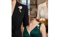 Floral Gemstone Brooch Elegant Flower Brooch Gold Brooches for Women, Formal Outfits, Office