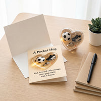 Football Pocket Hug Card with Heart-shaped Acrylic Ornament and Encouragement Card