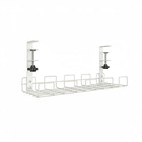 Easy Installation No Drill Hanging Desk Shelf Space Saving Clamp on Desk Storage Rack Heavy Duty Clamp-on Wire Basket Sturdy Metal for Office, Workstation