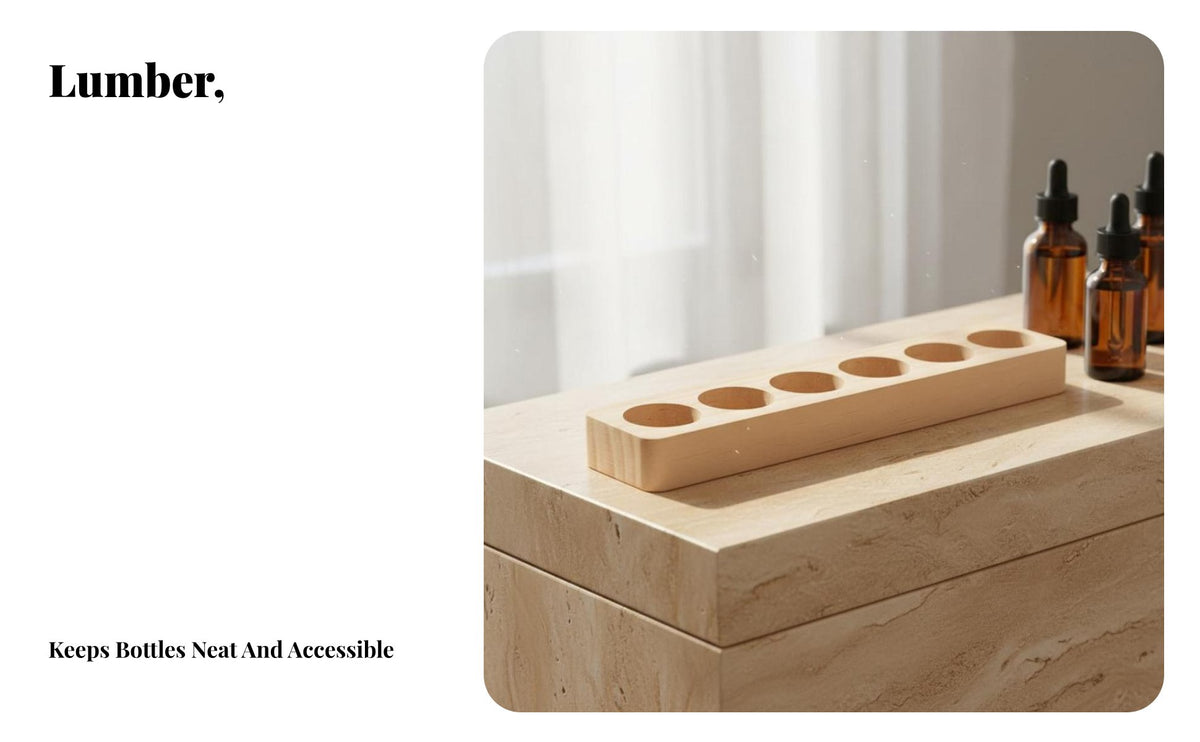 Fir Wood Rack Space-Saving Oil Organizer Minimalist Design Wooden Essential Oil Holder for Desktop, Living Room, Nightstand