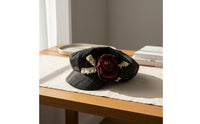 Parisian Chic Octagonal Beret Lightweight Distressed Flower Hat Elegant Rose Beret Foldable for Streetwear, Daily Wear