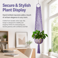Macrame Plant Hanger Fiber Hand-Woven Hanging Planter, Bohemian Hanging Basket for Balcony Garden & Home Decor