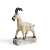 Wood Grain Farm Animal Sculpture Wooden Caprine Figurine Nordic Caprine Figurine Carved