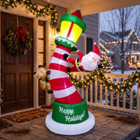 Inflatable with Santa and Reindeer Lighted Inflatable Yard Decor Festive Christmas Inflatable with Santa for Lawn, Garden