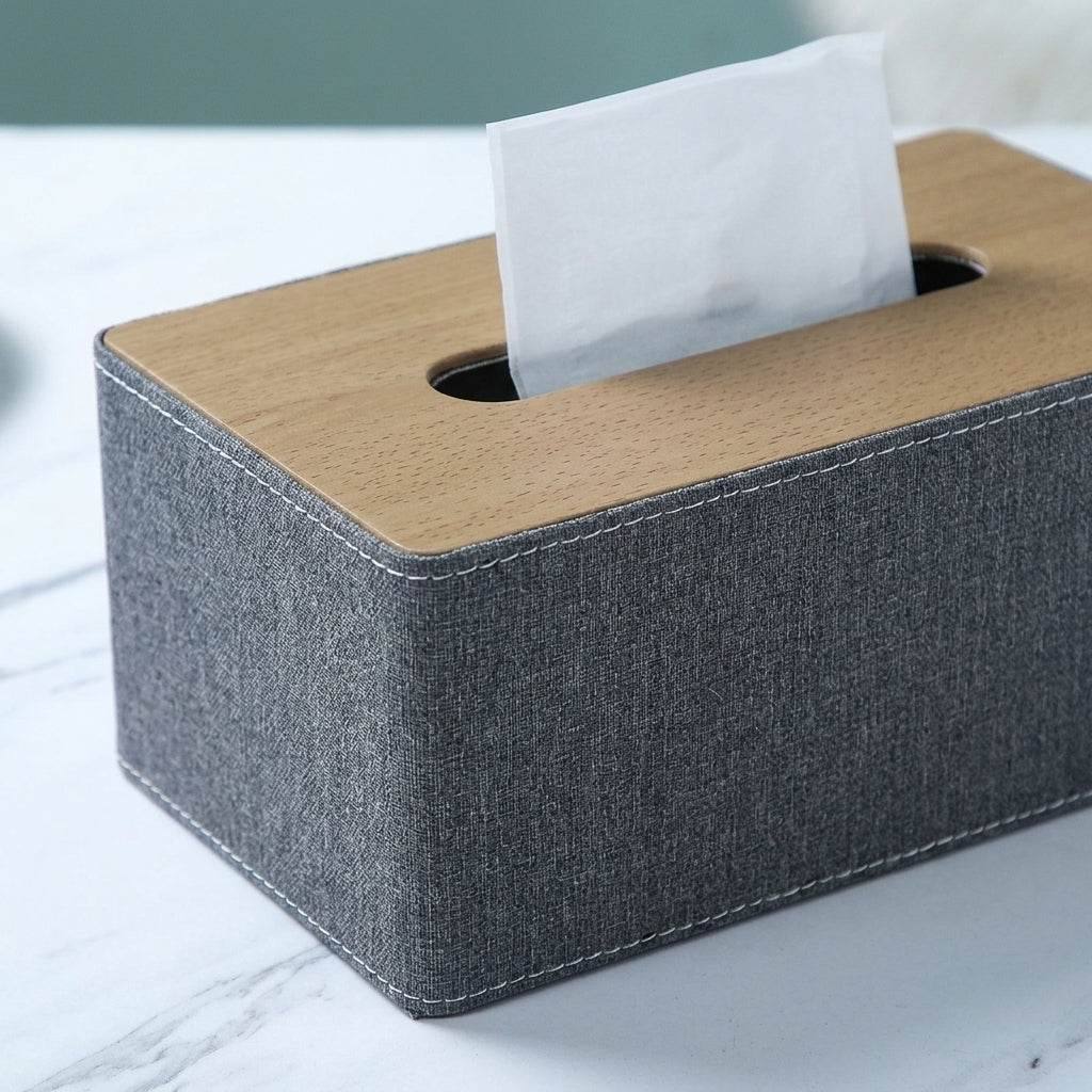 Tissue Box for Bathroom and Home Office, Genuine Leather Box of Tissues with Letter Print, Multi-purpose Style, Car Embedded Installation