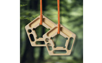 2 Pieces Hanging Climbing Training Board Pentagonal Wooden Training Board with Cords Portable Hangboard with Rope Travel-Friendly for Climbers, Athletes, Home Gym
