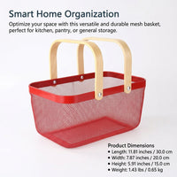 Kitchen Storage Basket with Portable Handle for Fruits and Vegetables, Metal Wire Mesh Food for Families, Breathable Design for Fresh Produce