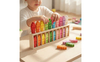 Educational Wooden Toy with Slotted Board Learning Wooden Board Game Interactive Matching Game Preschool for Preschoolers, Toddlers, Kids, Classroom, Travel