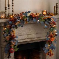 1.8m Artificial Thanksgiving Pumpkin Berry Maple Leaf Garland for Harvest Festival & Christmas Decor