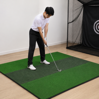 Golf Mat 1.5x1.5m, Portable Golf Practice Mat for Indoor and Outdoor Use, Non-Slip Golf Hitting Mat with Rubber Base, Nylon Grass