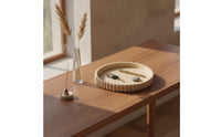 round Tray with Fluted rims Speckled Stone Tray Earthy Aesthetic Catchall for Entryway