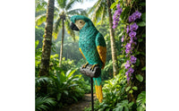 Tropical Parrot Figurine with Stand Lifelike Parrot Figurine Realistic Bird Ornament Outdoor for Courtyard