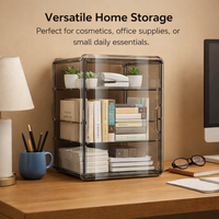 Cosmetics Storage Box with Dividers, Clear Acrylic Skincare Organizer, Dustproof Makeup for Bathroom and Dressing Table
