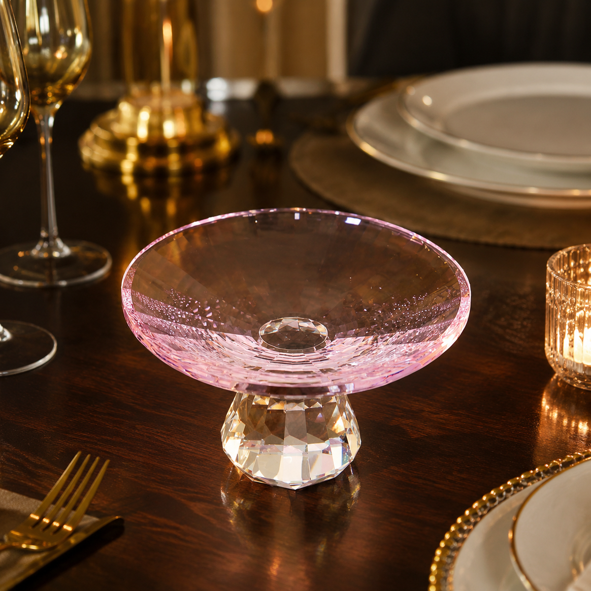 Sparkling Glass Fruit Bowl 150cm, Trifle Bowl for Dinner Parties, Countertop Fruit Display, Dessert Serving Dish