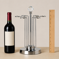 Gold Wine Glass Holder, Metallic Countertop Stemware Rack for 6 Glasses, Home Bar Accessories for Entertaining