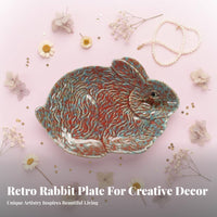 Ceramic Hare Plate Nordic Bunny Shaped Tray Jewelry Holder for Women, Gift Presenters, Dressing Table, Living Room