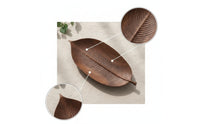 Leaf-Shaped Tray Grain Walnut Wood Tray Organic Wooden Platter for Hosts, Homeowners, Dining Table, Sideboard, Living Room