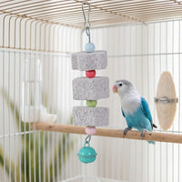 Parrot Gnawing Toy with Cuttlebone for Birds, Hanging Bird Grinder with Beads, Cockatiel Toy for Beak Trimming Health