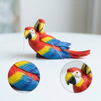Parrot Figurine with Branch Carved Resin Parrot Statue Outdoor Ornament for Bonsai