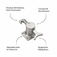 304 Stainless Steel Sliding Door Stopper, RV Door Lock, Secure Sliding Door Lock, Thick Solid Door Latch, Rust Resistant Sliding Door