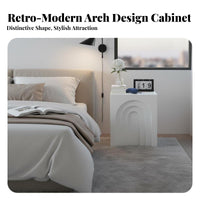 Arch Design Arched End Table mid-centuryera Modern design Arched Nightstand Vintage influenced Bedroom Furniture Wood Grain Texture for residents, Apartment Dwellers, partners, Living Room, Sofa Side, Entryway, Hallway