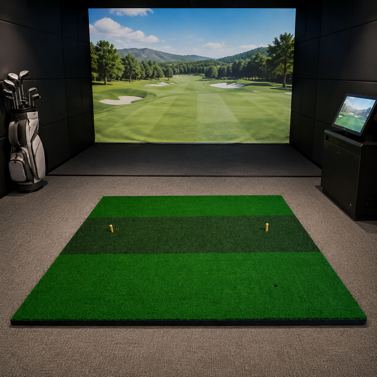 Golf Mat 1.5x1.5m, Portable Golf Practice Mat for Indoor and Outdoor Use, Non-Slip Golf Hitting Mat with Rubber Base, Nylon Grass