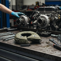 Stitched Edges Turbocharger Heat Guard Cover Snap Fasteners Woven Heat Guard Cover Circular Opening Turbocharger Blanket Wrap Coil Springs