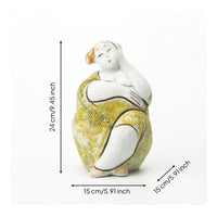 Female Figure Sculpture Handmade Female Figurine Seated Ceramic Figurine for Office Desk