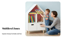 childs' hanging book display multi-functional with storage compartments Includes Drawers children's Room Furniture Multi-Functional Design Book Organizer for young children, Playroom, Kindergarten